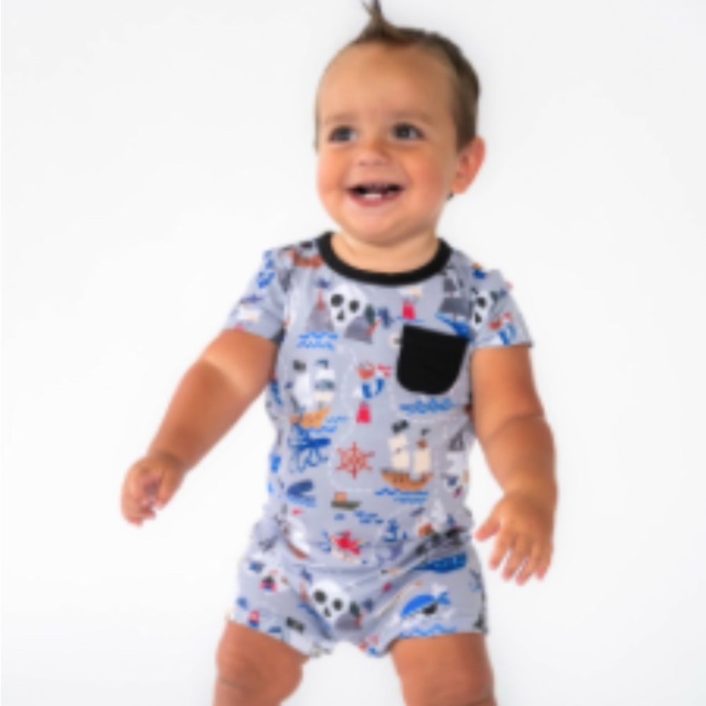 Little Sleepies Pirate’s Map Shorty Romper